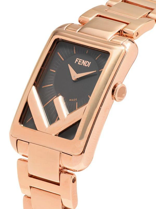 Fendi 32MM Run Away Stainless Steel Ion-Plated Rose Gold Rectangle Quartz Watch 3