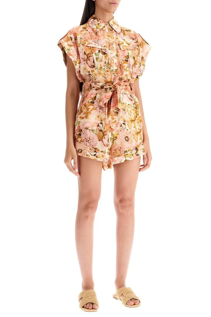 Zimmermann short floral linen jumpsuit for women 2