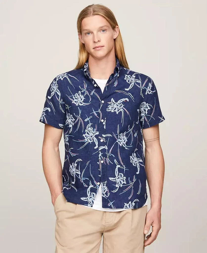 Tommy Hilfiger Men's Short Sleeve Tropical Print Button-Down Shirt 1