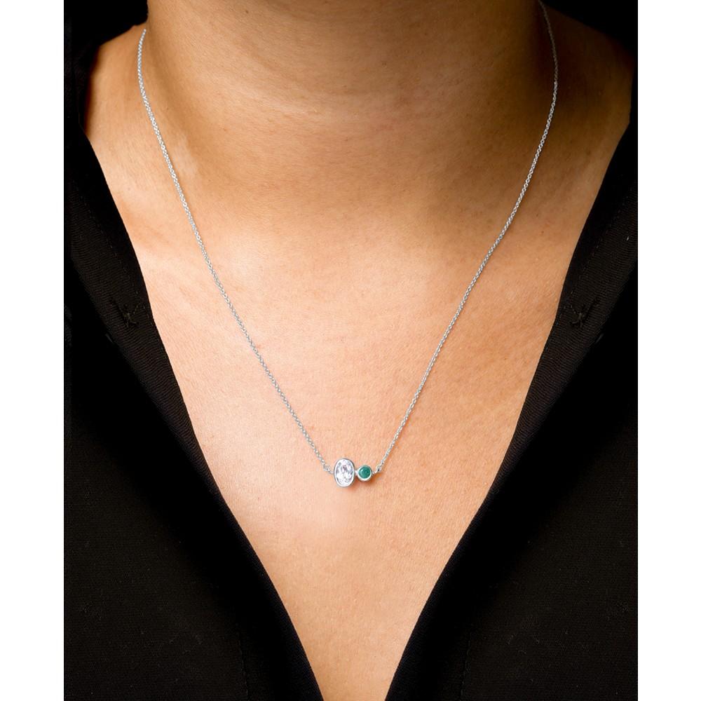 Macy's 3-Pc. Set Lab-Grown Emerald (1/4 ct. t.w.) & Lab Grown White Sapphire (2-1/6 ct.tw) Pendant Necklace, Matching Ring, & Stud Earrings in Sterling Silver