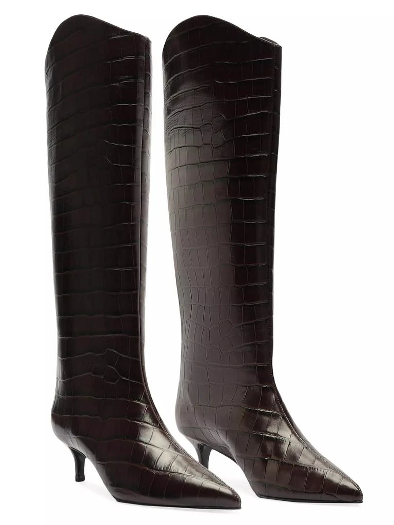 Schutz Maryana 50MM Crocodile-Embossed Leather Wide-Calf Boots 9