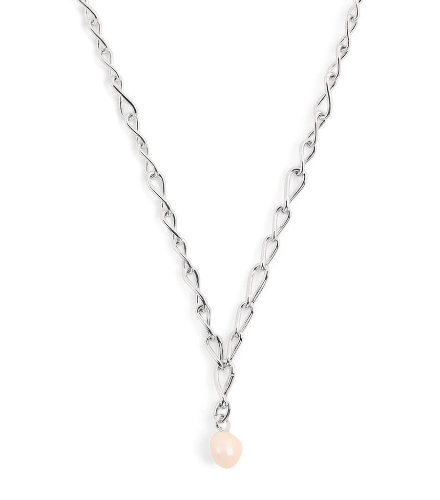 ASTRID & MIYU Sterling Silver Lariat Pearl Charm Necklace 1