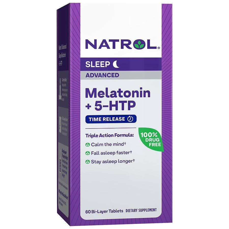 Natrol Advanced Sleep Melatonin + 5-HTP, Time Release Bi-Layer Tablets 1