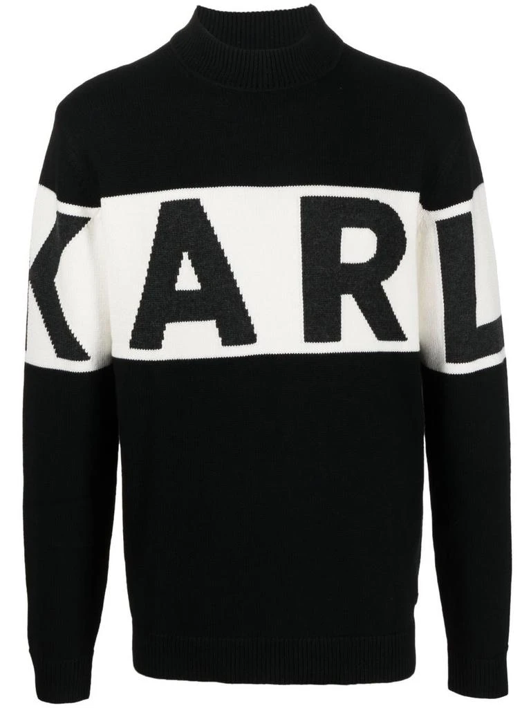 Karl Lagerfeld Paris intarsia-knit logo jumper - men -  -  - Black 1