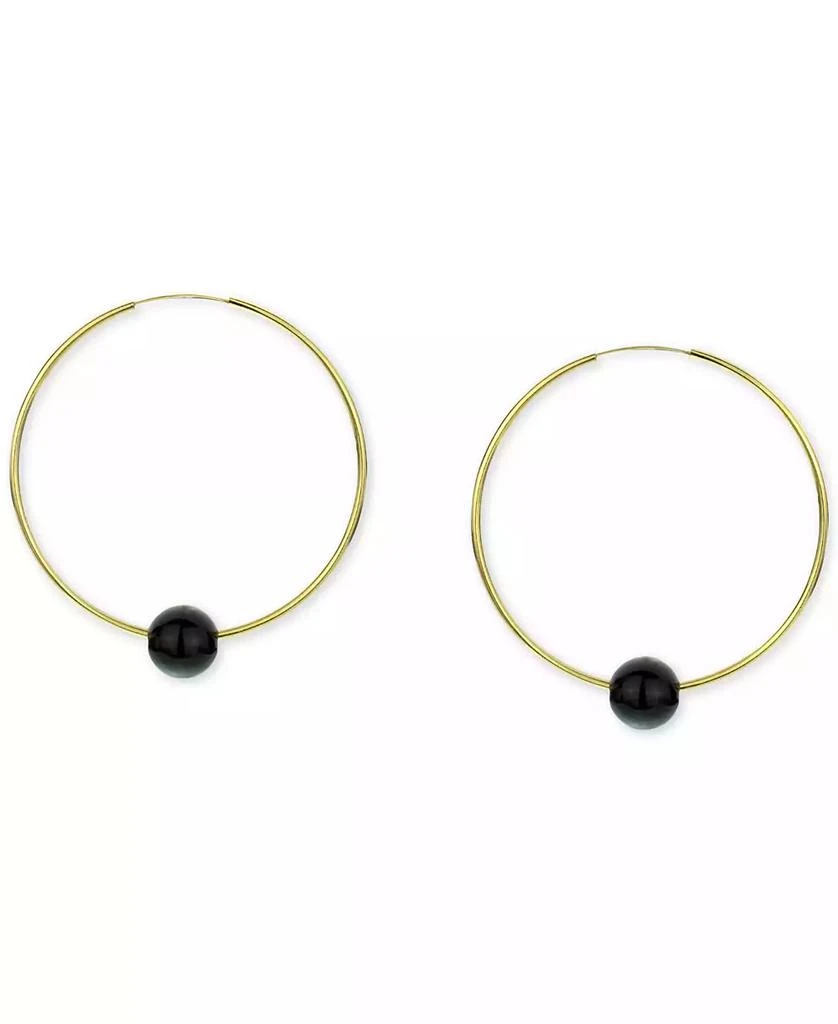 Macy's Jade Medium Hoop Earrings in 14k Gold, 1.57" (Also in Onyx, Turquoise, Lapis, & Freshwater Pearl) 2