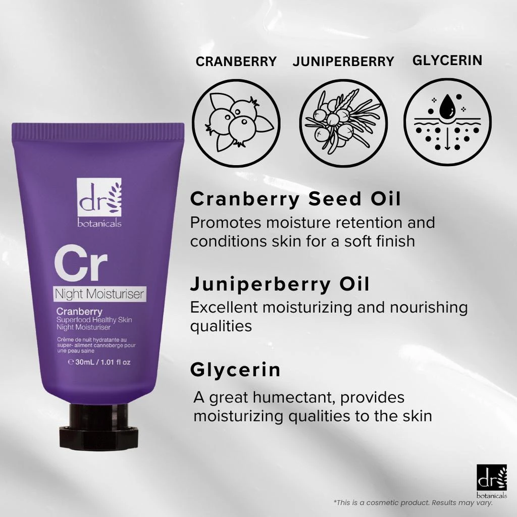 Dr. Botanicals Cranberry Superfood Healthy Skin Night Moisturiser 30ml 4
