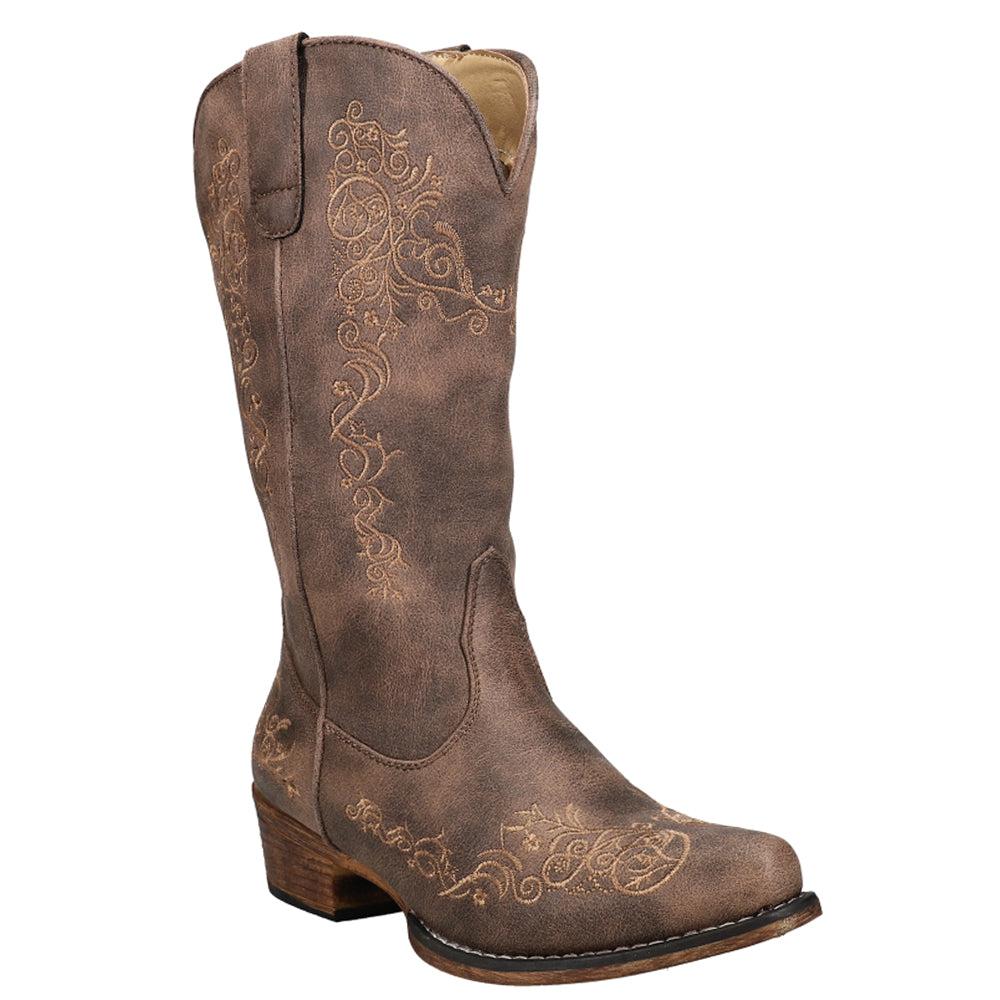 Roper Riley Scroll Embroidery Snip Toe Cowboy Boots