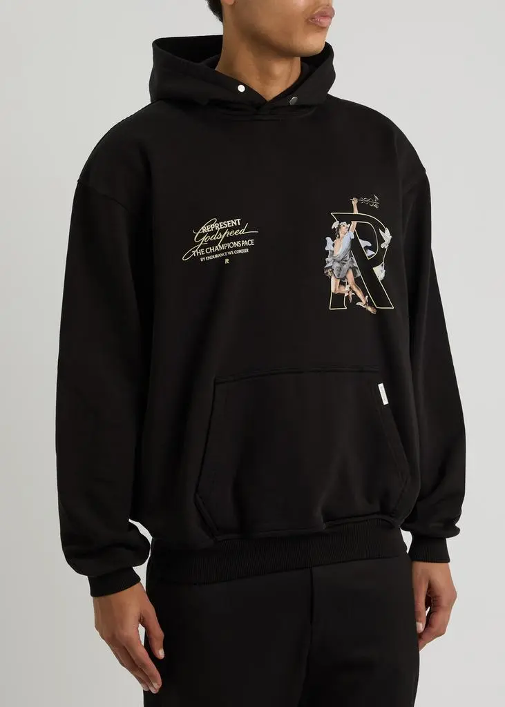 Represent Hermes printed hooded cotton sweatshirt 2