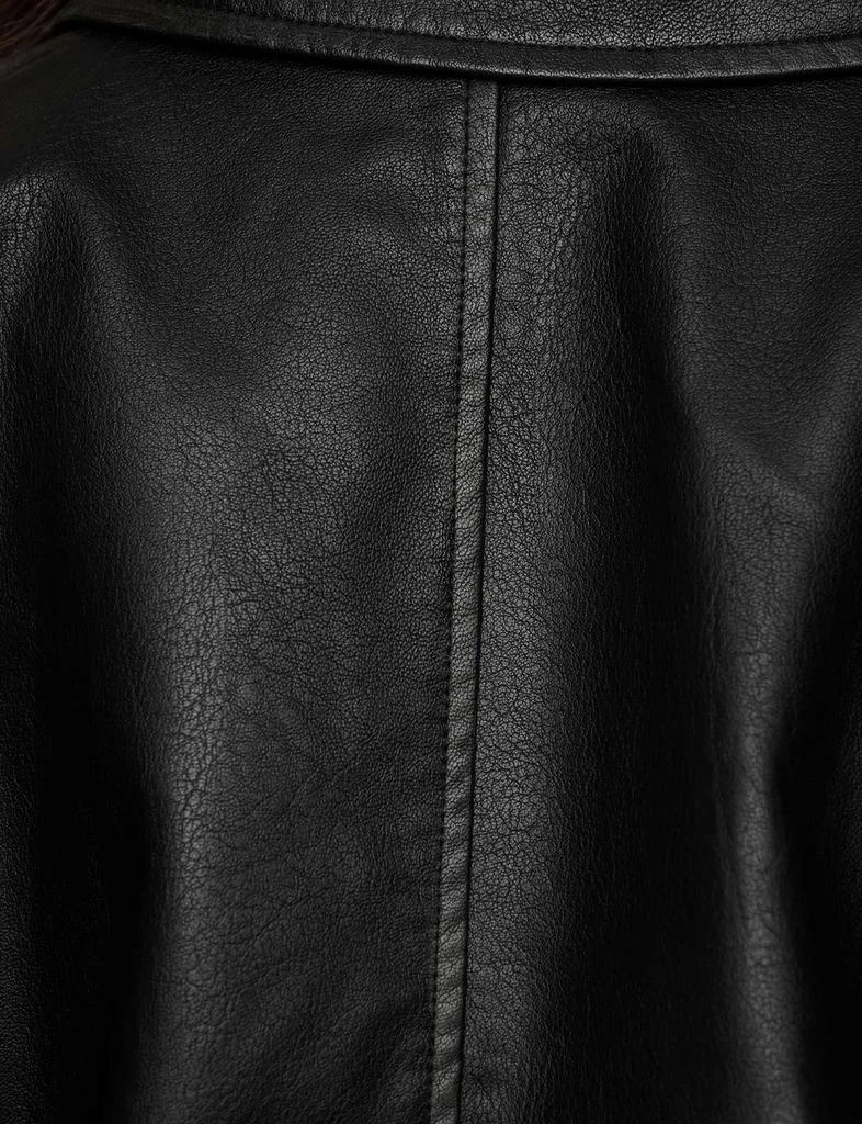 Pixie Market Padded Crop Black Leather Jacket 7