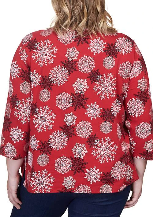 Alfred Dunner Dunner Plus Size Snowflakes Knit Top 2