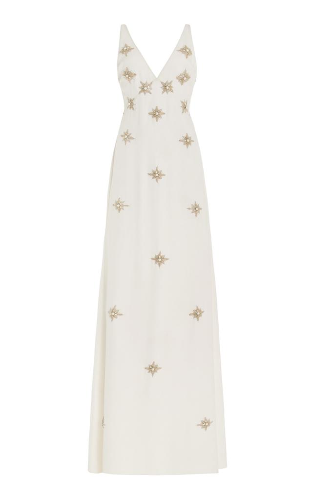 Cucculelli Shaheen Cucculelli Shaheen - Cabochon Medallion Silk Gown - White - US 00 - Moda Operandi