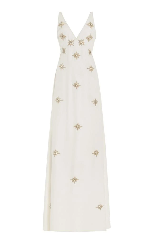 Cucculelli Shaheen Cucculelli Shaheen - Cabochon Medallion Silk Gown - White - US 00 - Moda Operandi 1