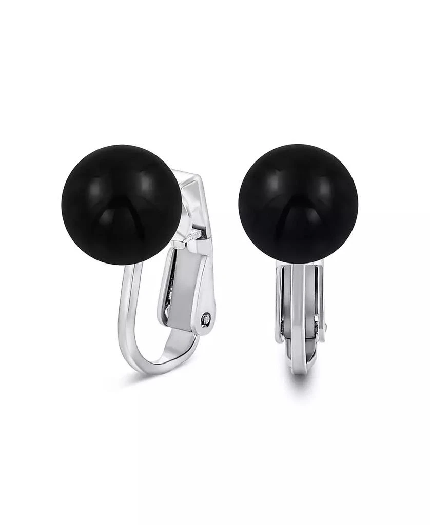 Bling Jewelry Simple Stone Round Bead Clip-On Earrings Non-Piercing Sterling Silver 8MM