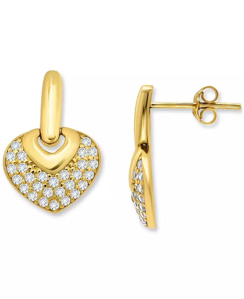 Giani Bernini Pavé Cubic Zirconia Heart Door Knocker Earrings (3/4 ct. t.w.) in 18k Gold Over Sterling Silver, Exclusively at Macy's 3