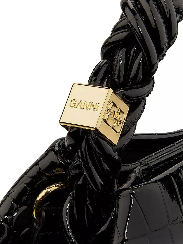 Ganni Small Bou Crocodile-Embossed Top Handle Bag 5