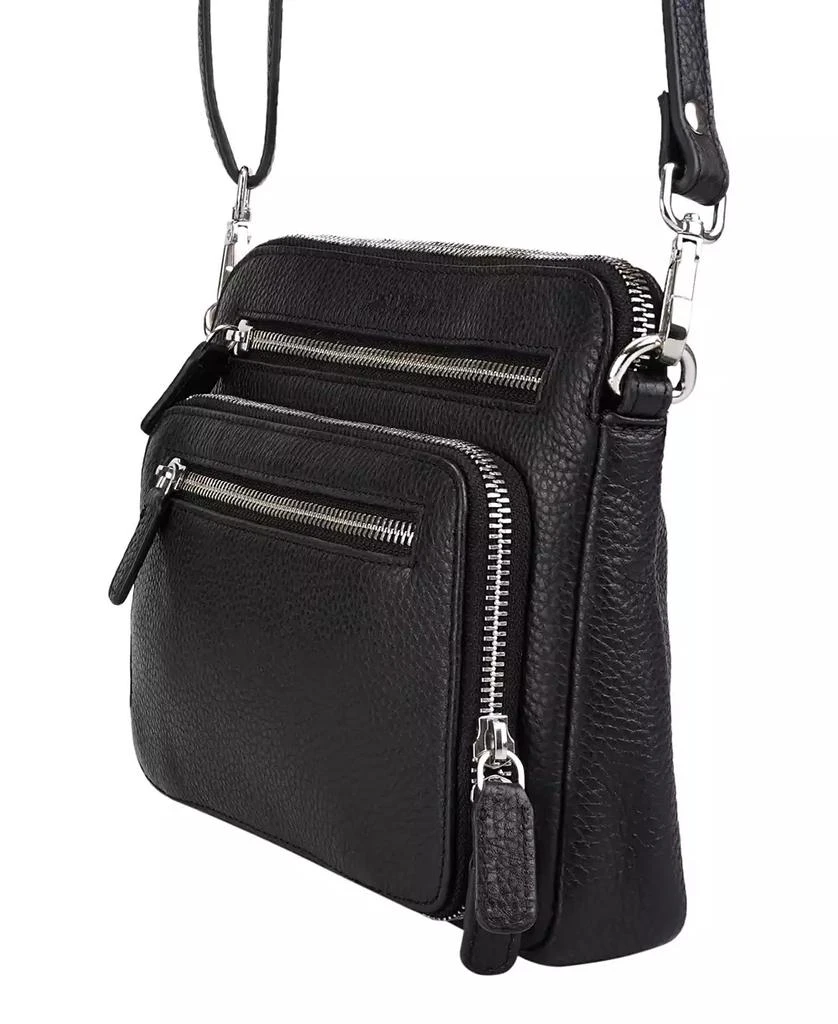 Mancini Leather Goods Pebbled Collection Valerie Leather Mini Crossbody Bag 5