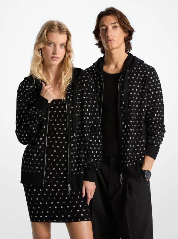 Michael Kors Grommeted Wool Zip-Up Hoodie 1
