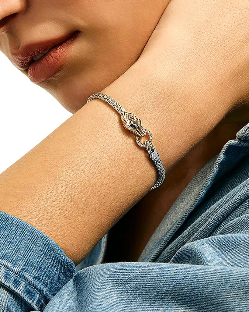 John Hardy Sterling Silver Naga Blue Sapphire 
Diamond Dragon Flex Bracelet 2