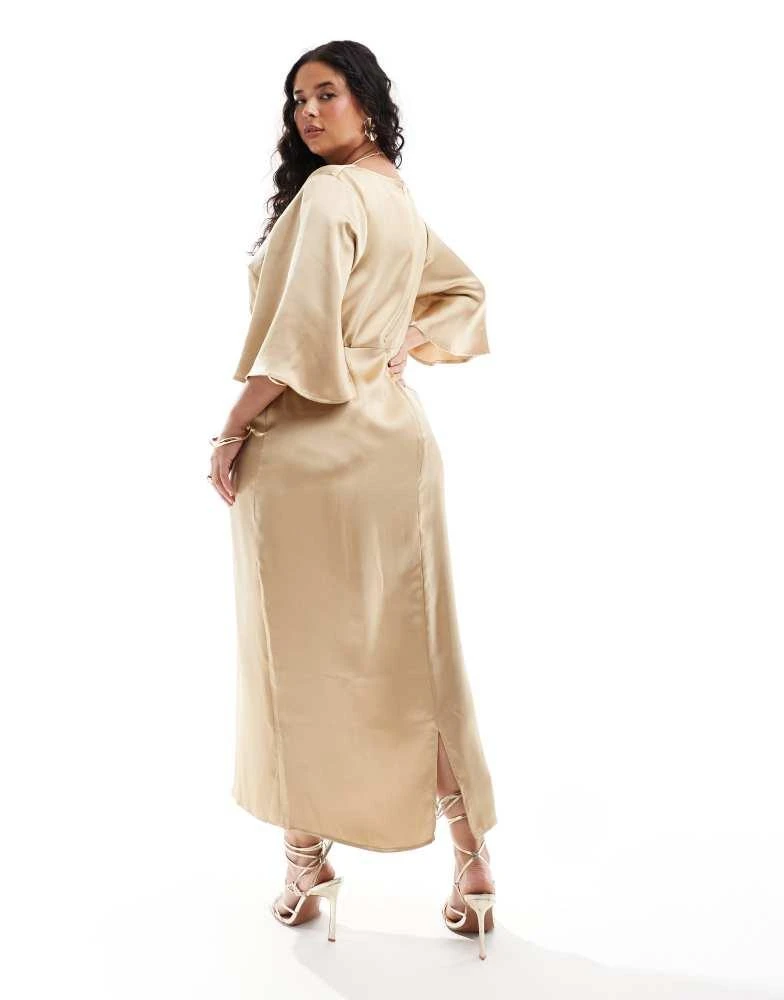 Pretty Lavish Curve Pretty Lavish Curve tie front satin midaxi dress in irish cream 3