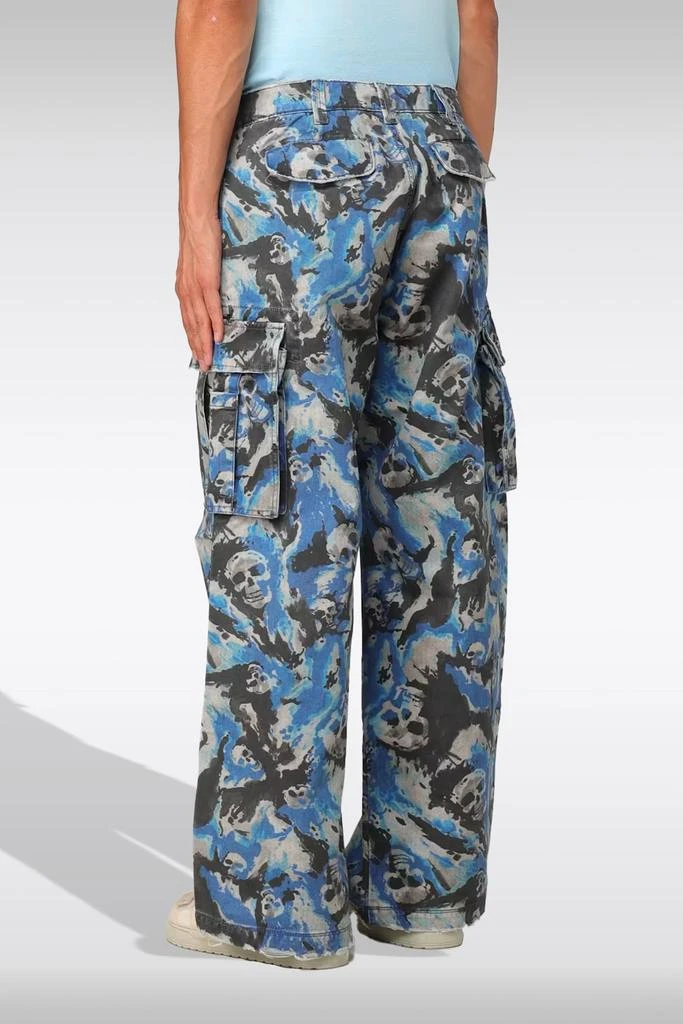 ERL Unisex Skull Cargo Pants Woven Blue camouflage cargo pant with skulls print 3