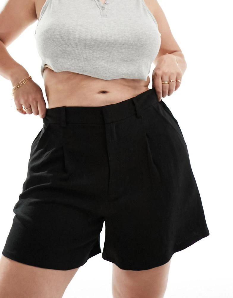 ASOS ASOS DESIGN Curve dad short with linen in black 2