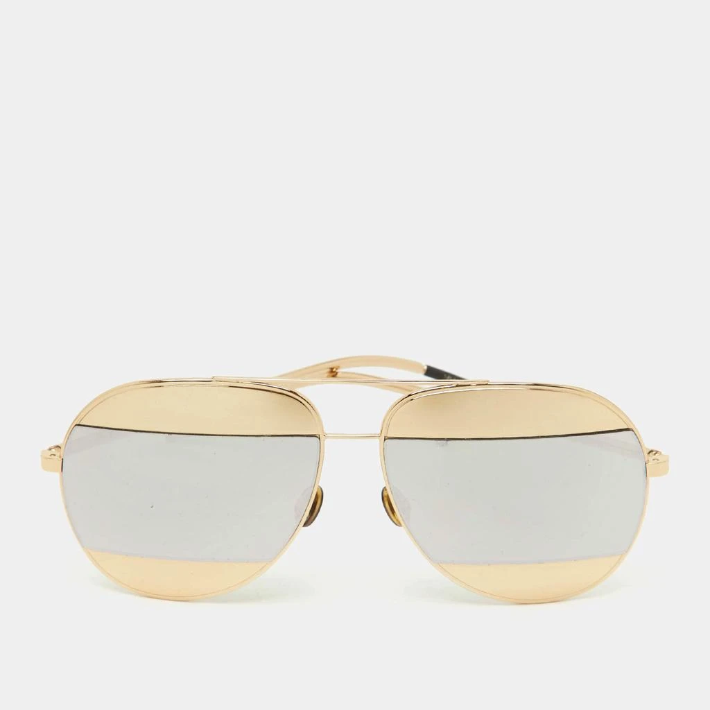 Dior Gold/Silver Mirrored 000DC Split1 Aviator Sunglasses  display picture 2