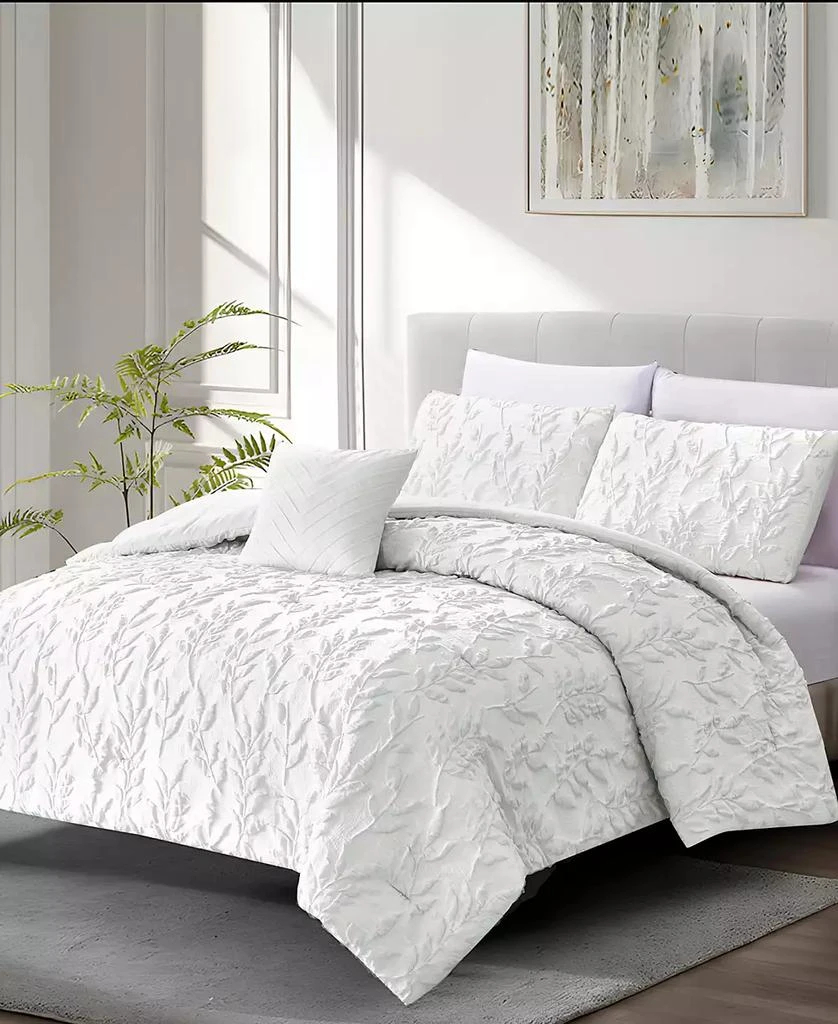 Rachel Roy Jacquard Puckered Botanical 4-Pc. Comforter Set 2