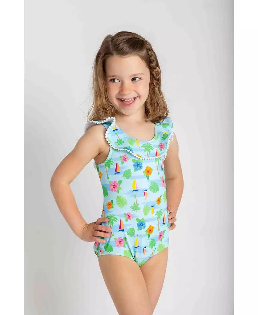 Florence Eiseman Little Girls Tropical Print Ruffle Neck Swimsuit 4