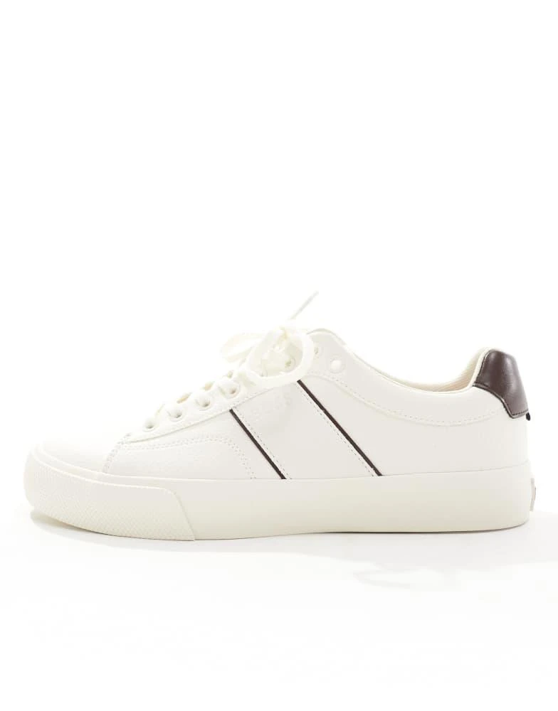 BOSS by Hugo Boss BOSS aiden plimsoll trainers in white and brown 4