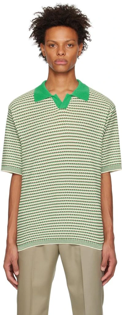 Solid Homme Green Striped Polo 1