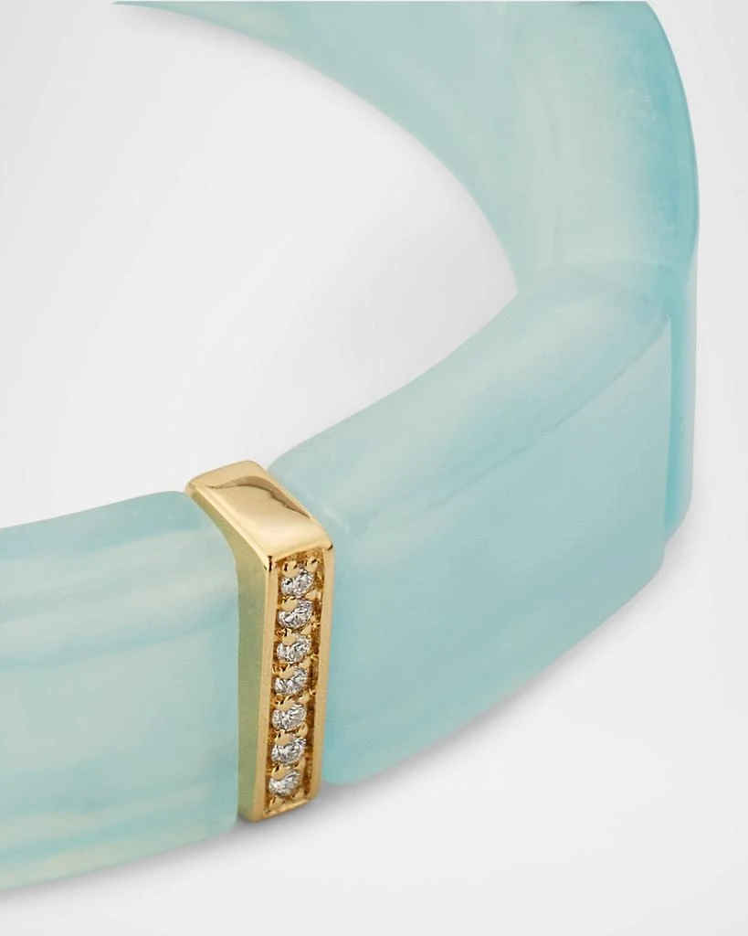 Sydney Evan Small Single Row Pave Spacer on Aquamarine Rectangle Bead Bracelet 4