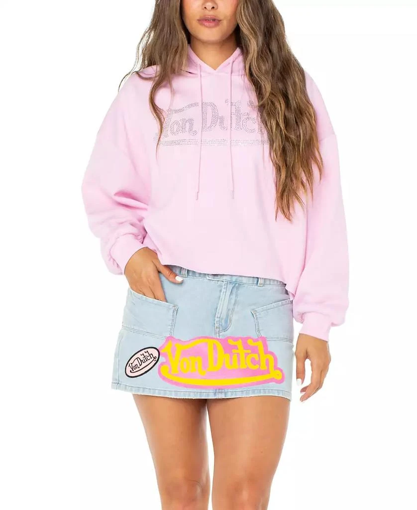 Von Dutch Women's Rhinestone-Logo Crop Hoodie 1