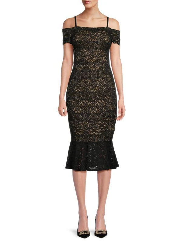 GUESS Lace Midi Peplum Dress 1