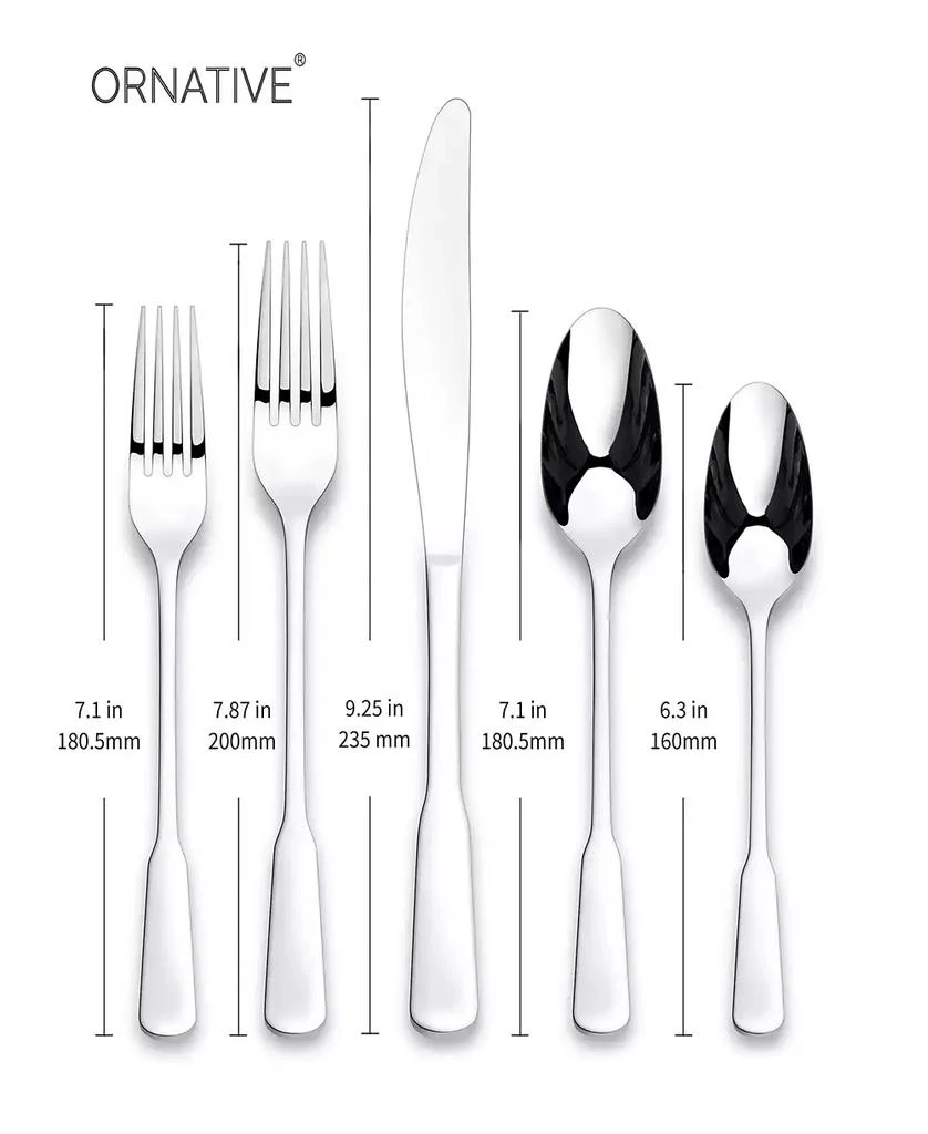 Ornative Yesenia Satin 45 Piece Flatware Set, Service for 8 3