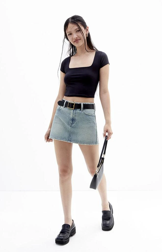 PacSun Medium Indigo Mid Rise Denim Mini Skirt 5