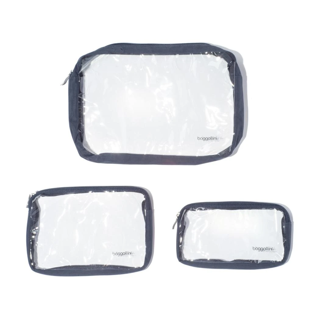 Baggallini Clear Travel Pouches 3 Piece Set Cosmetic Toiletry Bags 8