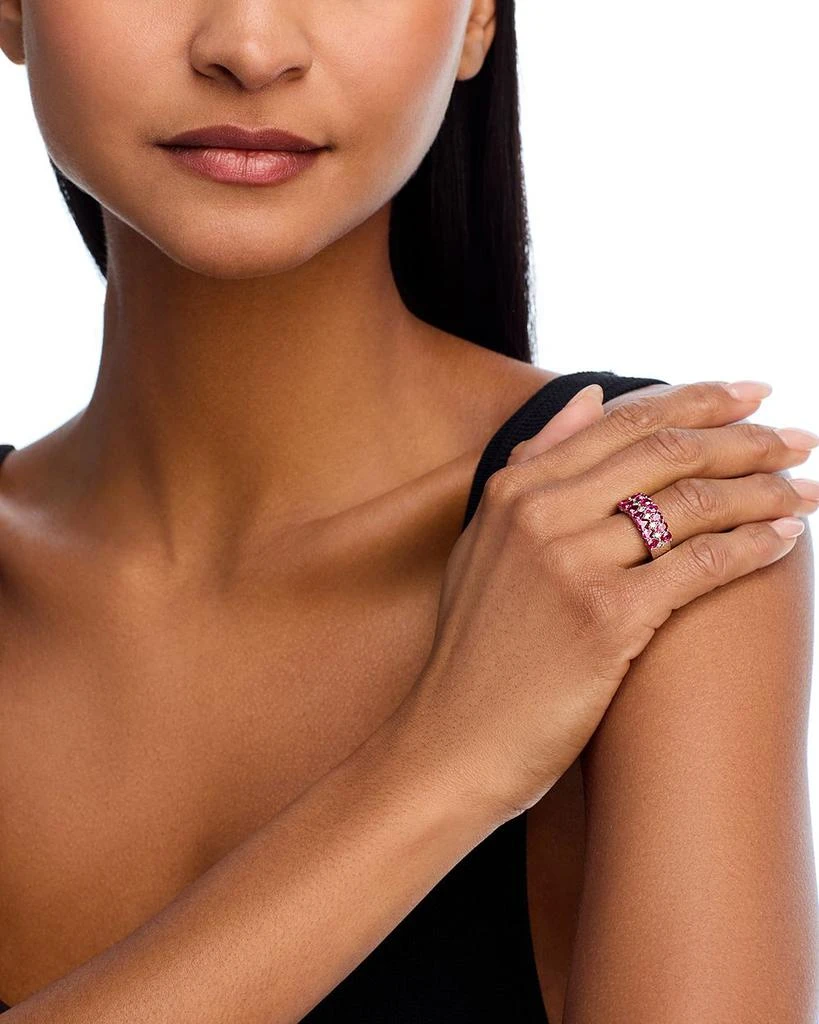 Bloomingdale
s Fine Collection Ruby 
Champagne Diamond Triple Row Ring in 14K White Gold 2