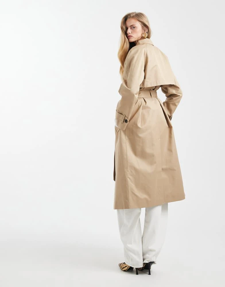 ASOS ASOS DESIGN longline trench coat with cotton and water repellent finish in stone 3