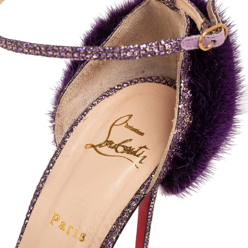 Christian Louboutin Christian Louboutin Purple Glitter Fabric/Mink Crazy Fur D'orsay Pump Size 39.5 7