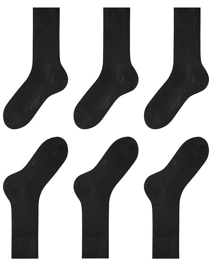 FALKE Tiago Cotton Blend Solid Crew Socks, Pack of 3