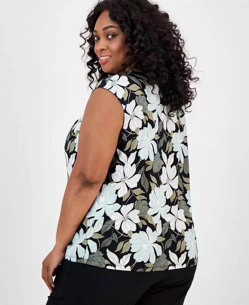 Kasper Plus Size Floral-Print Keyhole Top 4