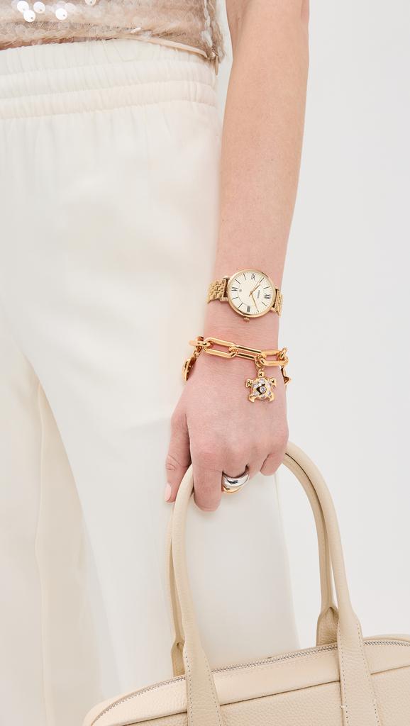 Timeless Pearly Thick Chain Bracelet with Charms
