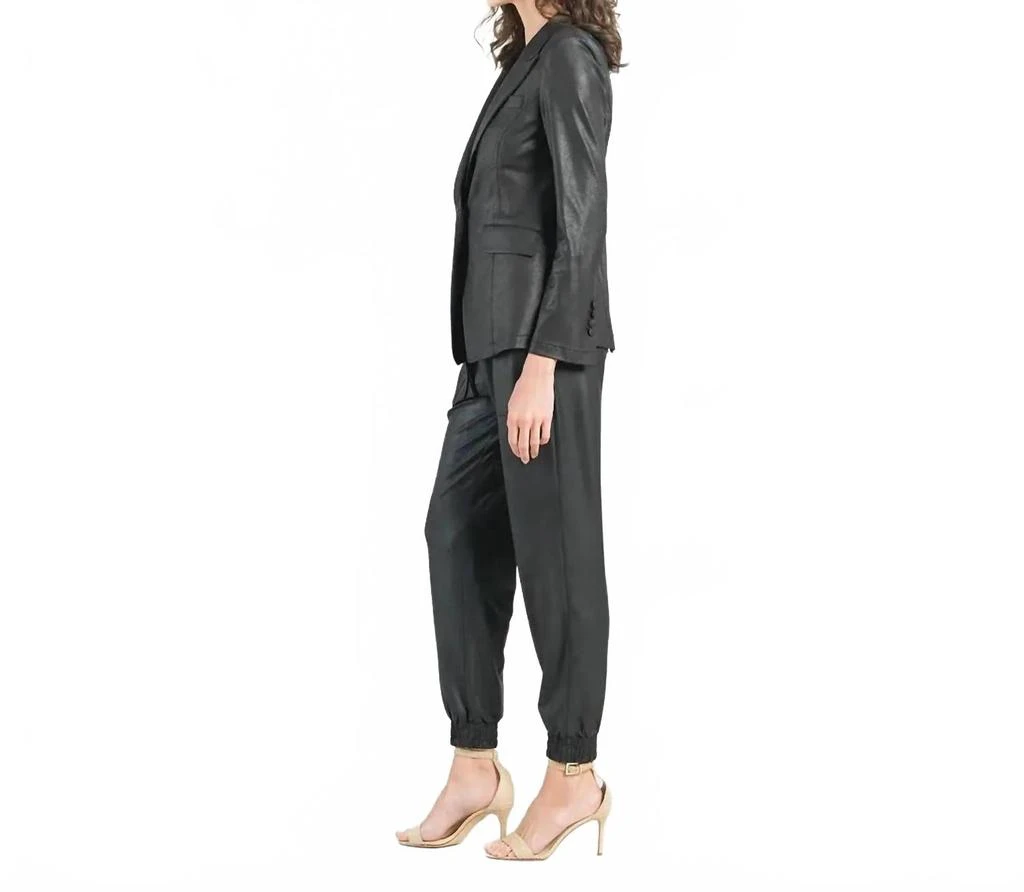 CLARA SUNWOO Liquid Leather Signature Pocket Blazer In Black 3