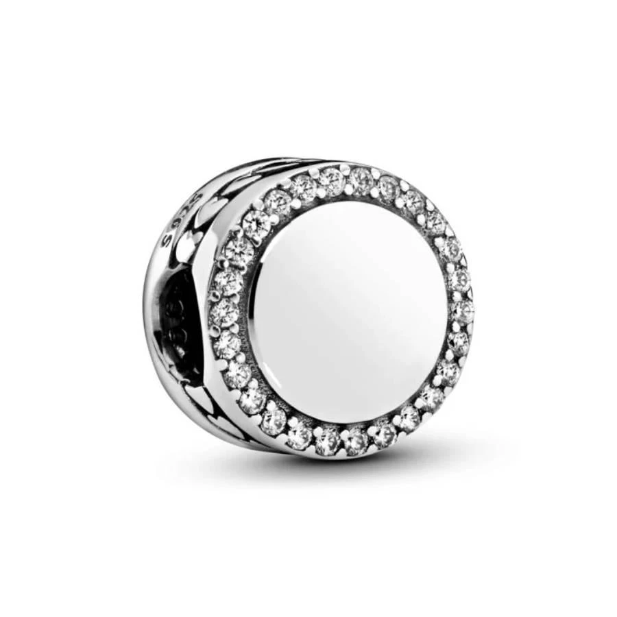 PANDORA Pandora Engravable Sparkling Button Charm