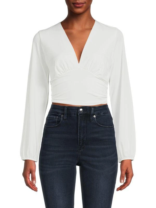 Renee C. Ruched Long Sleeve Crop Top 1