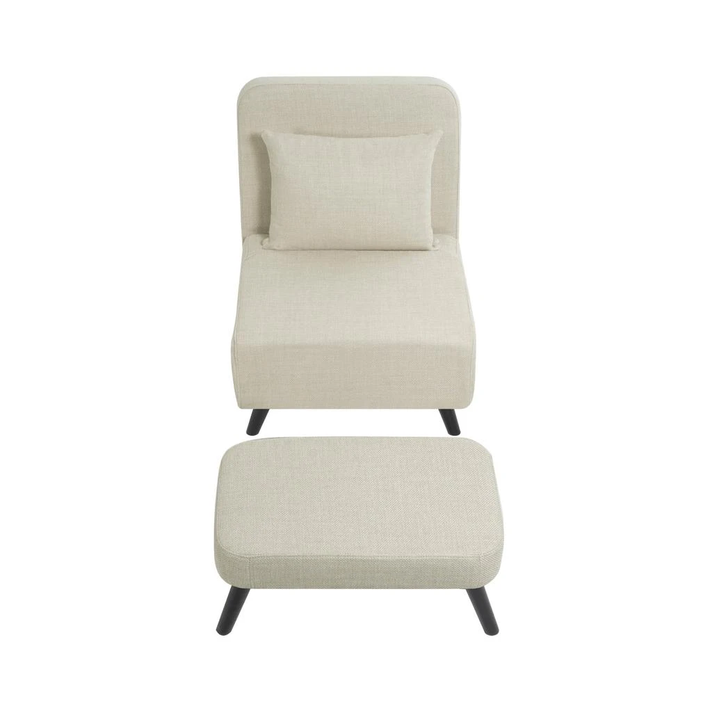 Streamdale Furniture Streamdale Foldable Linen Chaise Lounge Bed - Beige 3