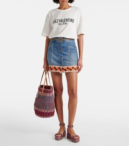 Valentino VLogo Signature Large straw tote bag 5