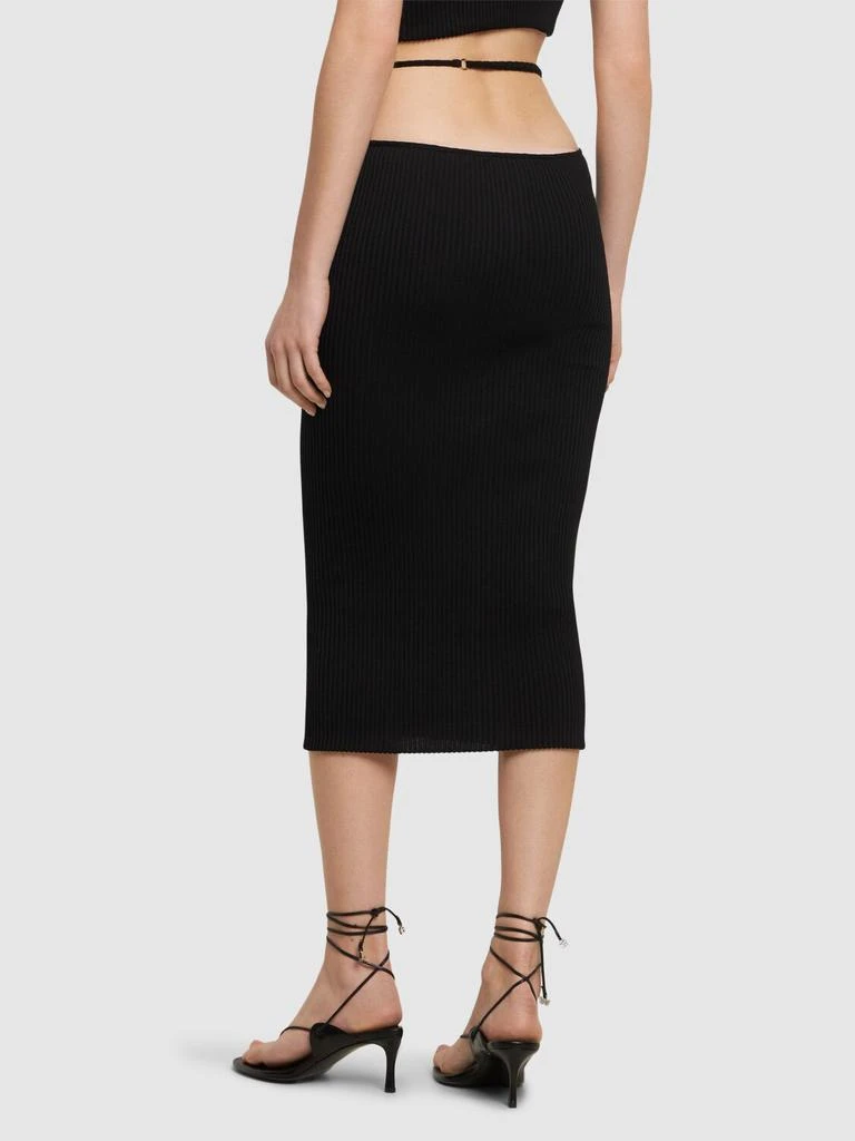 AMIRI Cutout Cotton Blend Knit Midi Skirt 2