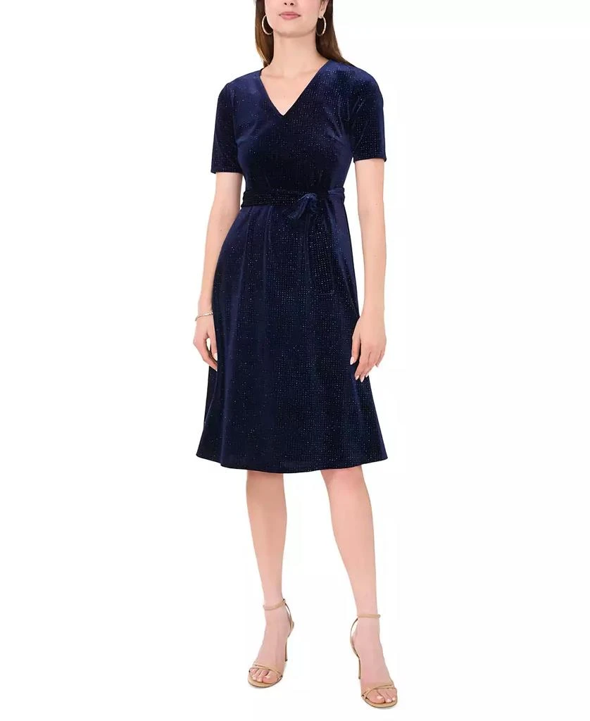MSK Petite Studded Belted Velvet Dress 1