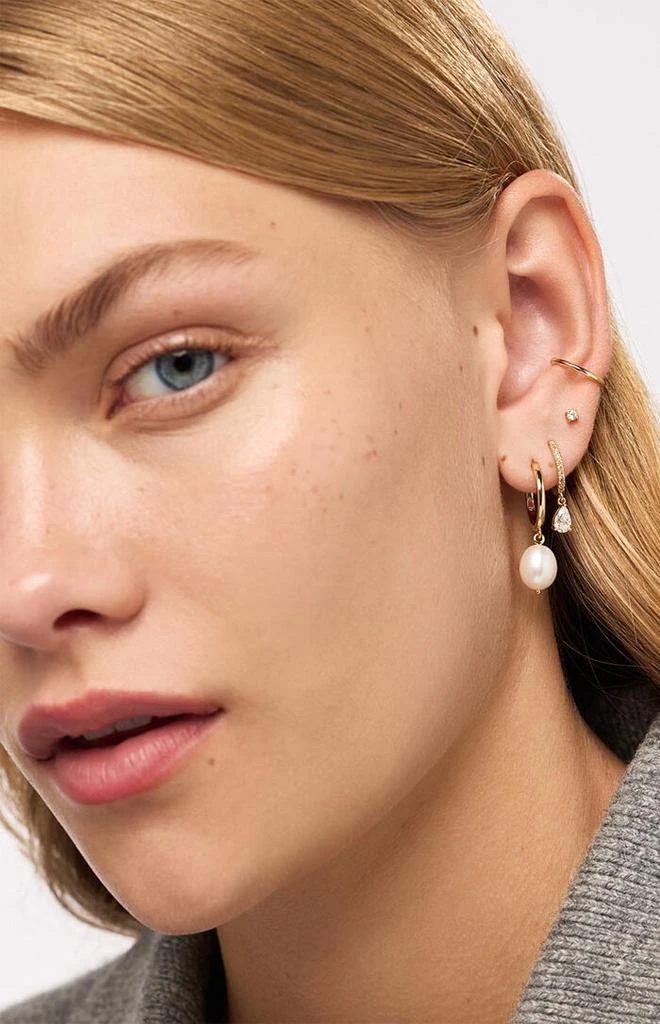 Ana Luisa Medium Frida Pearl Hoop Earrings 4